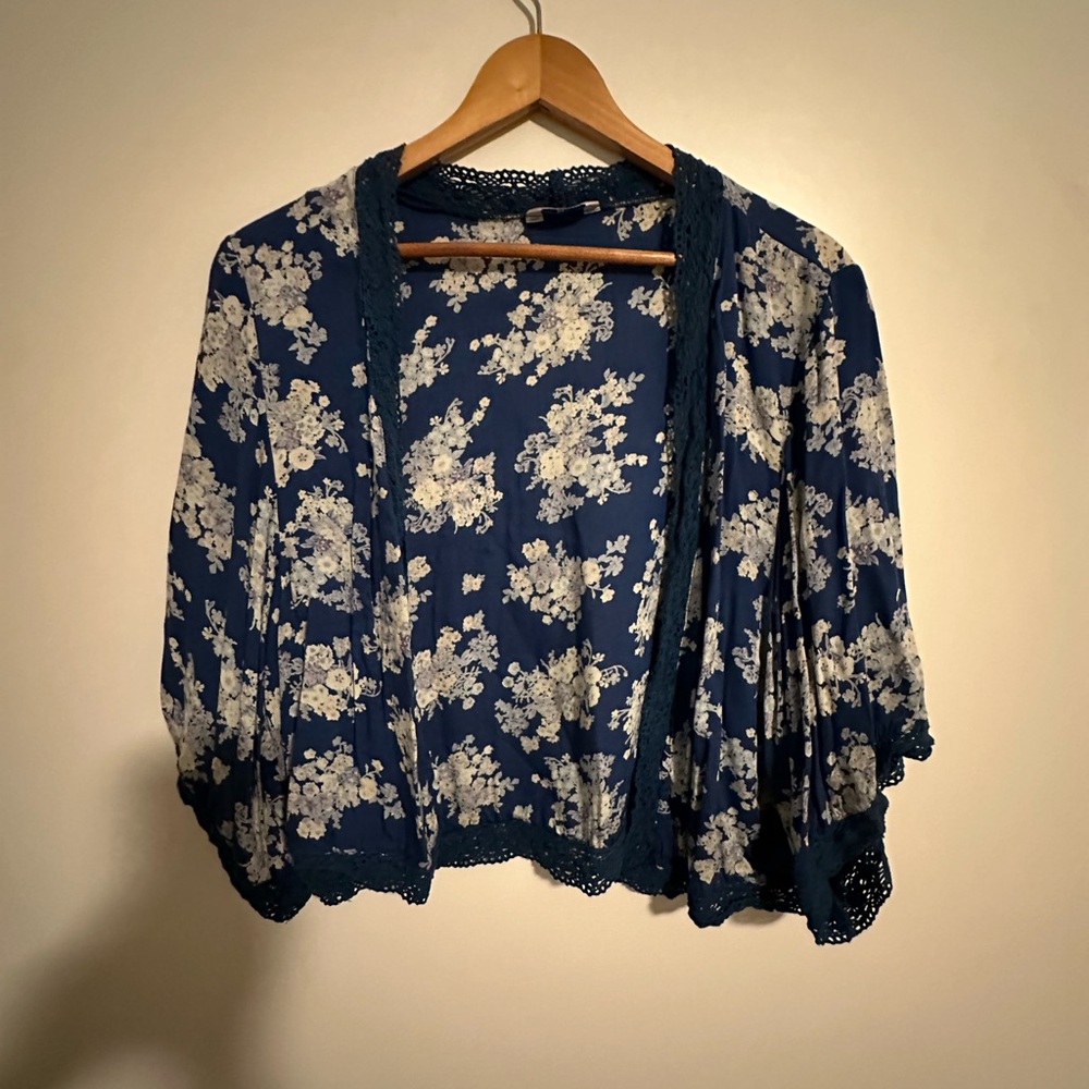 Floral Blue Women's Kimono